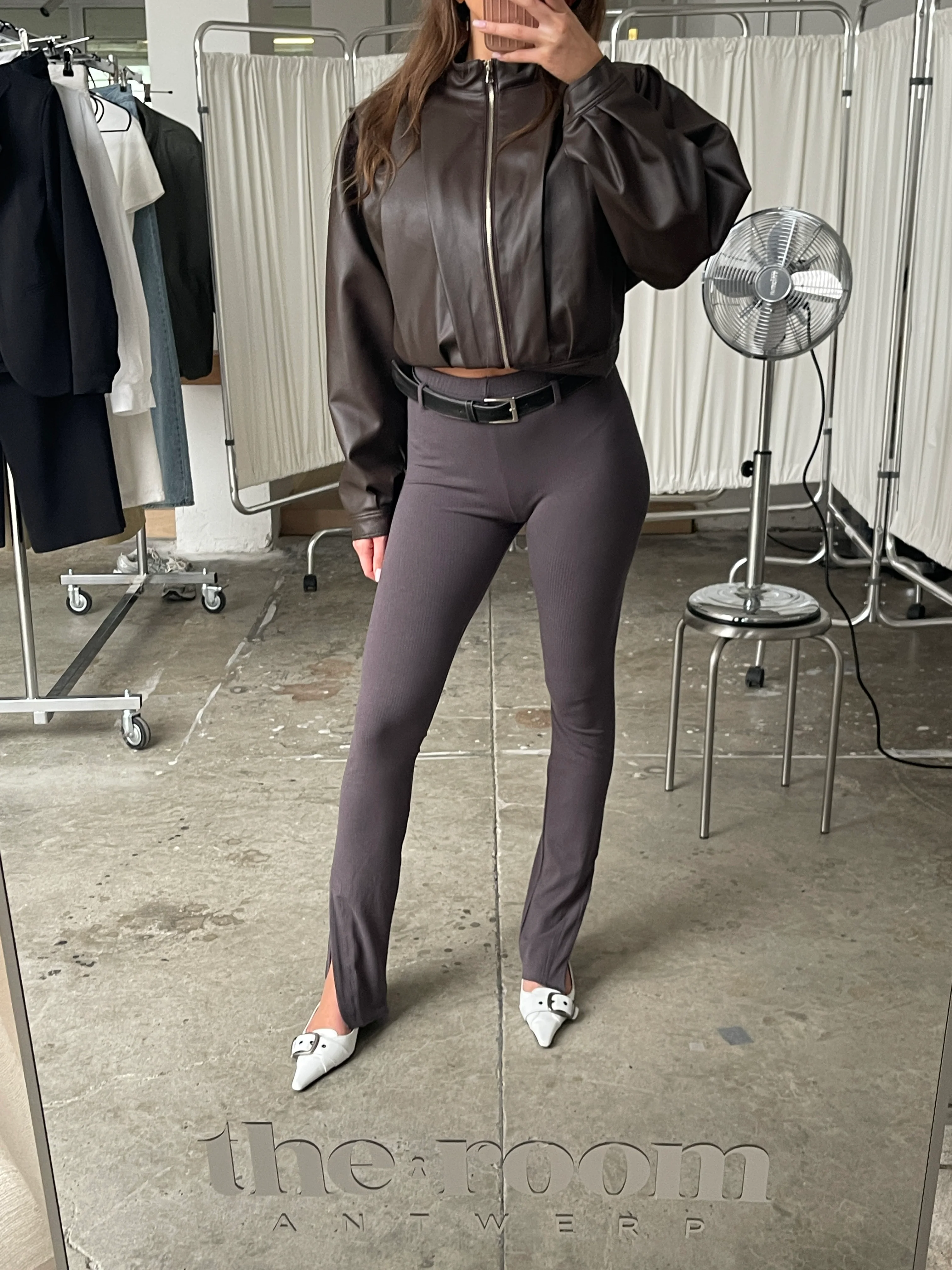 Washed Leather Look Belt Black - Image 4